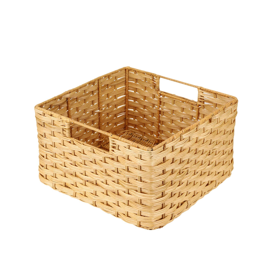 Luxury Rattan Handicrafts  Handcrafted Wicker Storage Container Basket with Handles for Toiletry Cosmetic, Towels, Toys, Bathroom, Bedroom, Wardro