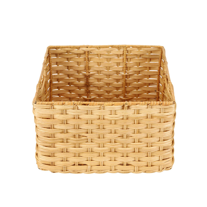 Luxury Rattan Handicrafts  Handcrafted Wicker Storage Container Basket with Handles for Toiletry Cosmetic, Towels, Toys, Bathroom, Bedroom, Wardro