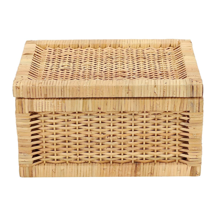 Luxury Rattan Handicrafts  Wicker Storage Basket With Lid for Bathroom Utilities (11" L x 9" W x 9" H) - Luxury Rattan Handicrafts  Home Improvement > Shelf Baskets (I