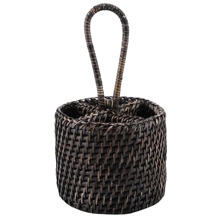 Cane Round Spoon Stand for Dining Table Dark Brown - Osric