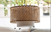 Bamboo Ceiling Light for Living Room | Rattan Flush Mount Lamp - Avery