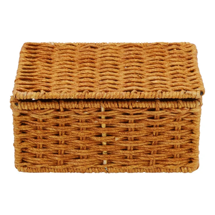 Seagrass Storage Basket with Lid 7x4.5x3 Inch for Home - Vossen