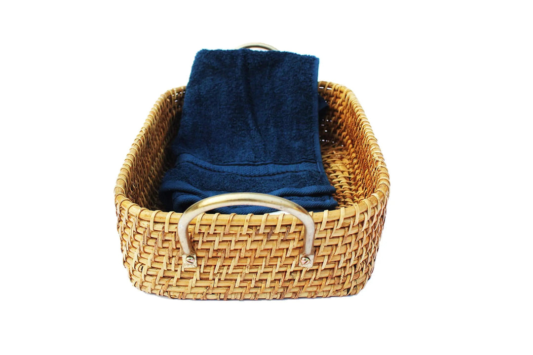 Luxury Rattan Handicrafts  Wicker Basket Cloth Storage Basket Bin Organizer for Toiletry Cosmetic Towels Toys Bathroom Organizer bamboo basket(Nat