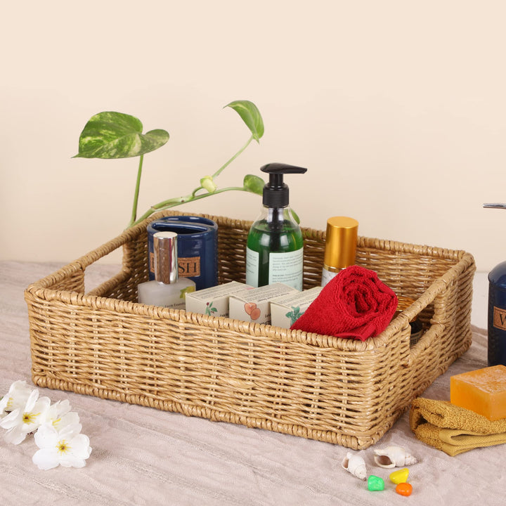 Seagrass Storage Basket 12x8x4 Inch for Bathroom - Baxendale