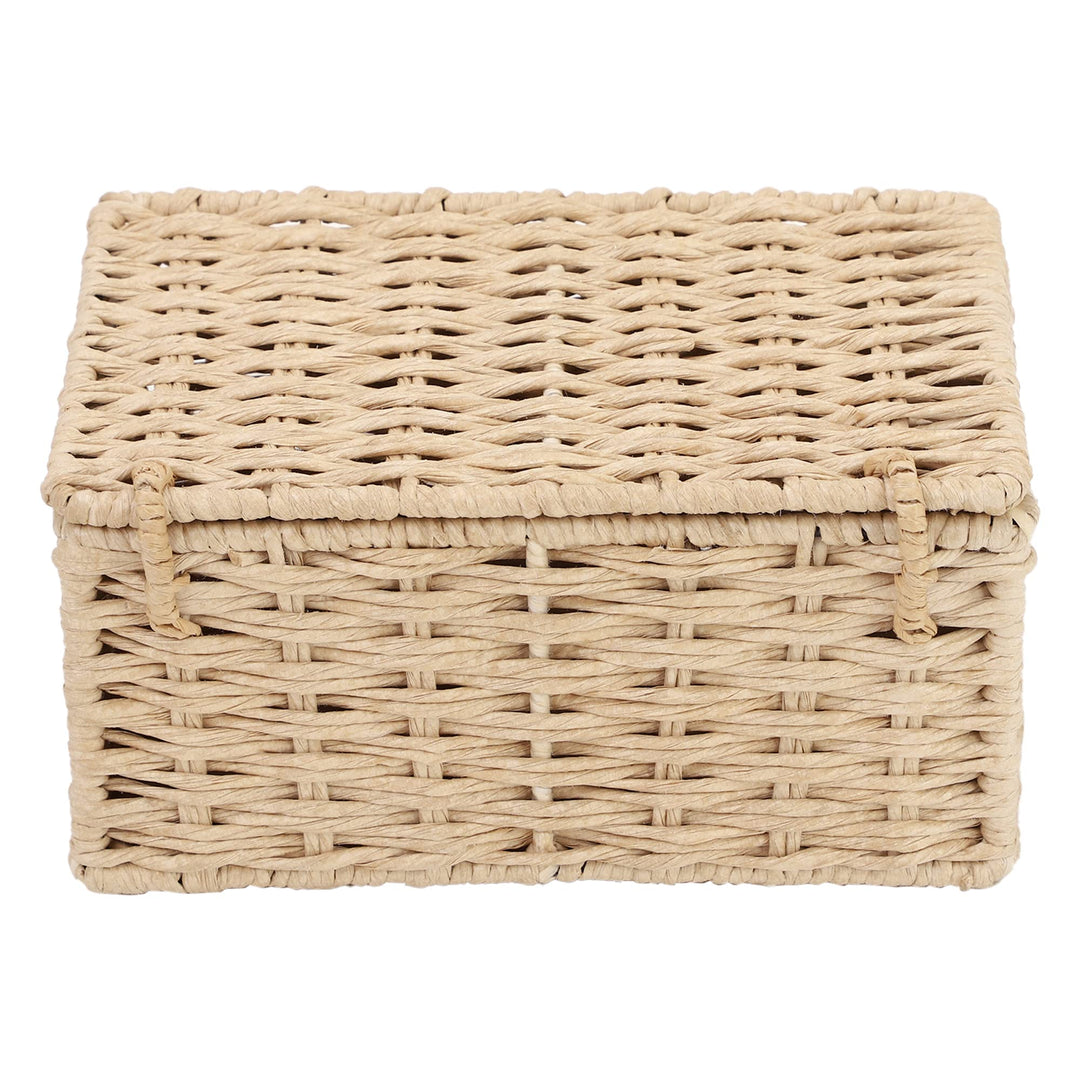 Seagrass Storage Basket with Lid 10x8x4 Inch for Home - Quintus