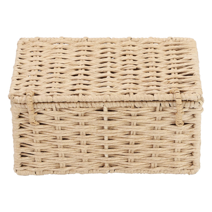 Ishani kauna grass wicker storage basket with lid