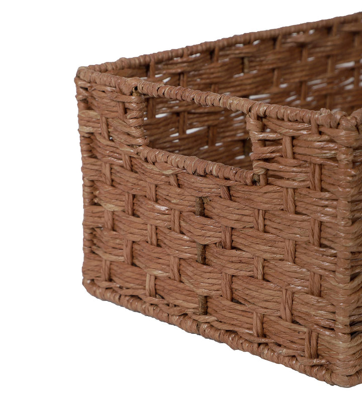 Luxury Rattan Handicrafts  Bamboo Rattan Wicker Basket for Cloths, Storage, Bin Organizer for Toiletry Cosmetic (Brown, 13 x 9 x 6,Pack of 1)