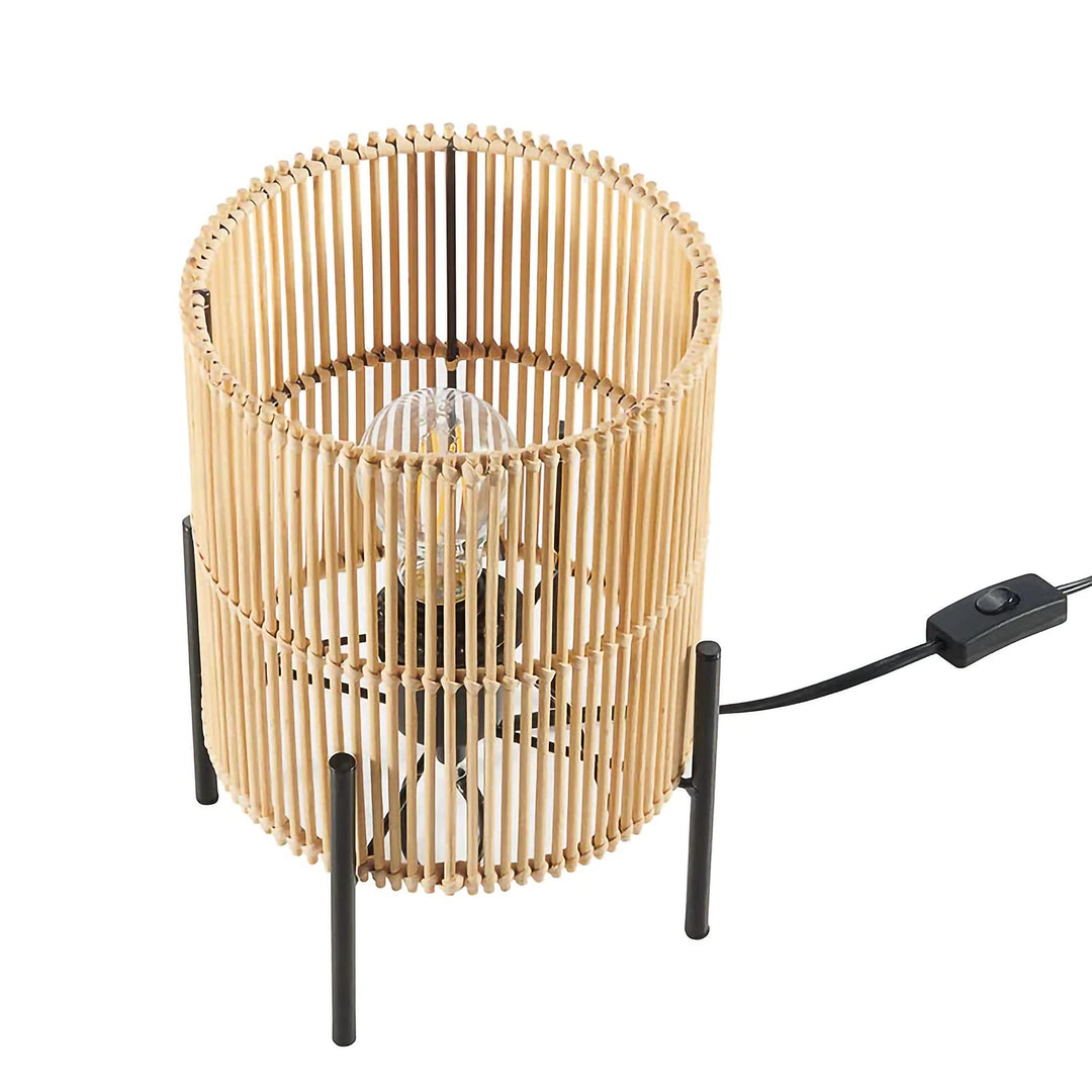 Rattan Table Lamp for Living Room | Bamboo Bedside Table Lamp - Artina