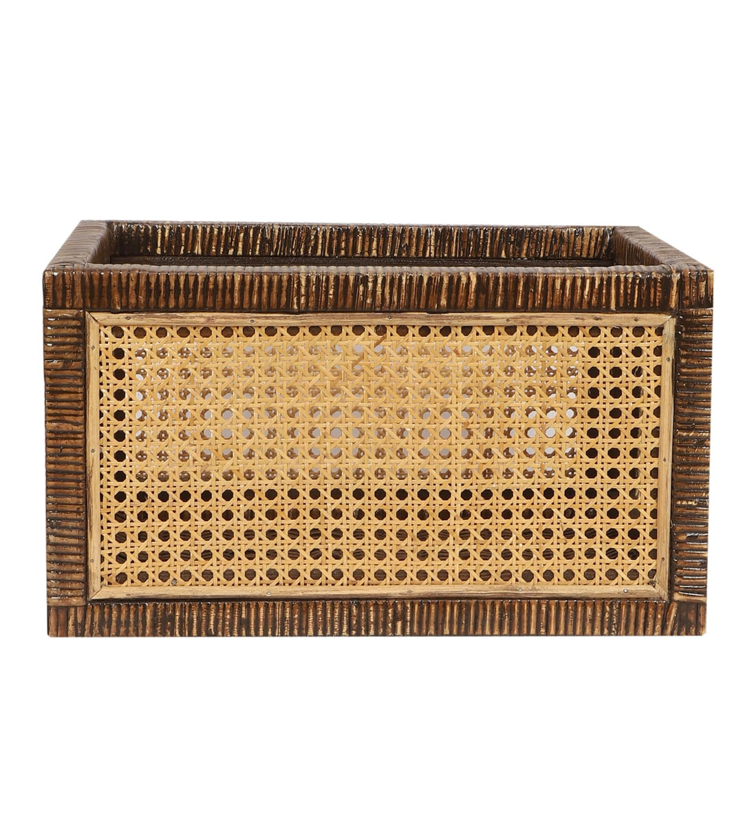 Luxury Rattan Handicrafts  Rattan cane webbing Storage basket | Wicker basket for storage organizer | Kauna Grass storage basket For Home | Kitchn Living Room - (Medium, Dark Brown) - Luxury Rattan Handicrafts 