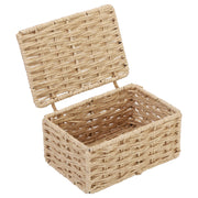 Luxury Rattan Handicrafts  wicker water hyacinth kauna grass bamboo cane Storage Basket with Lids Rectangular Handwoven Wicker Organizer Baskets D