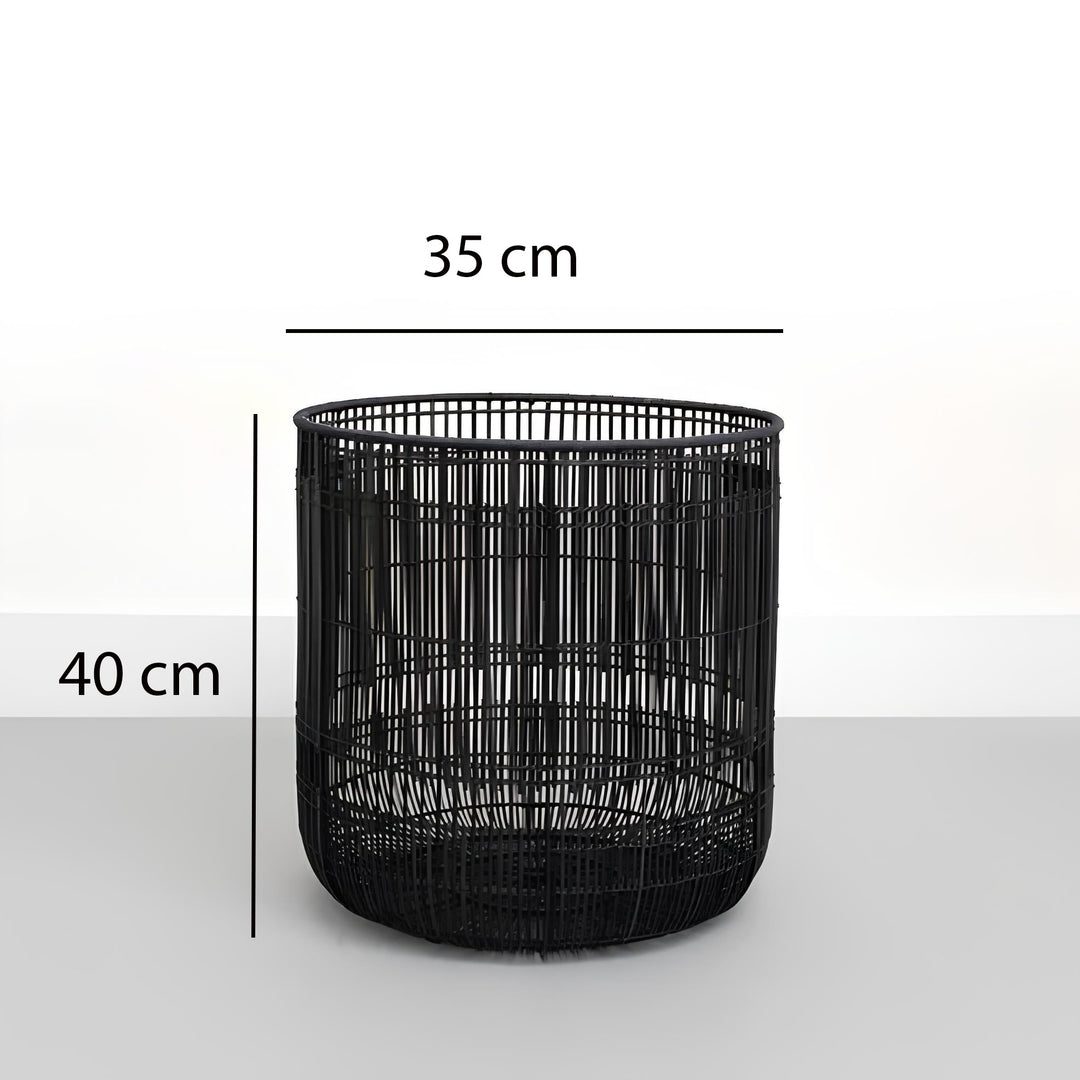 Hem rattan bamboo laundry basket black