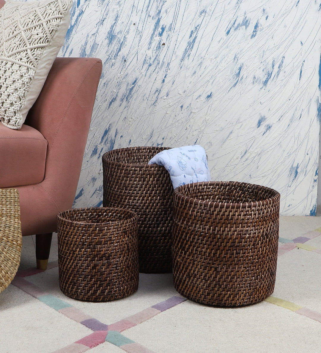 Rattan Planter | Cane Laundry Bin | Bamboo toy Storage - Mahika by Luxury Rattan Handicrafts 
