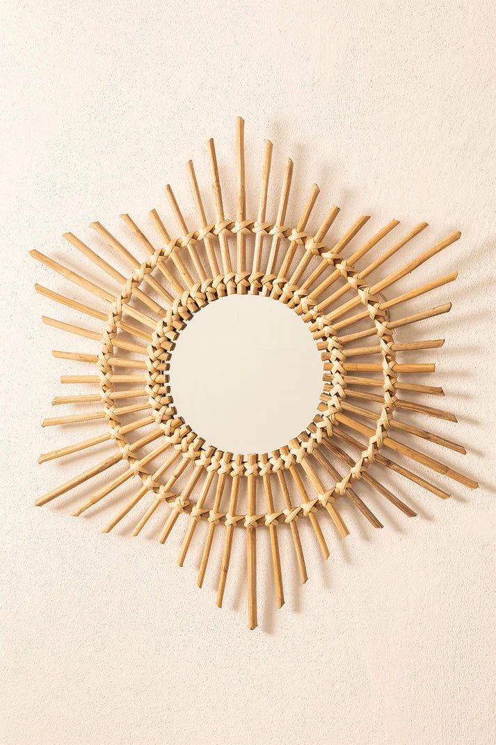 Rattan Wall Mirror for Dining Room | Cane Round Mirror - Drydenshire