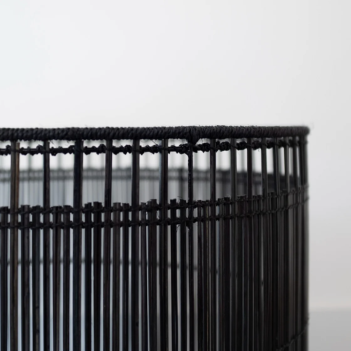 Hem rattan bamboo laundry basket black