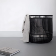 Hem rattan bamboo laundry basket black