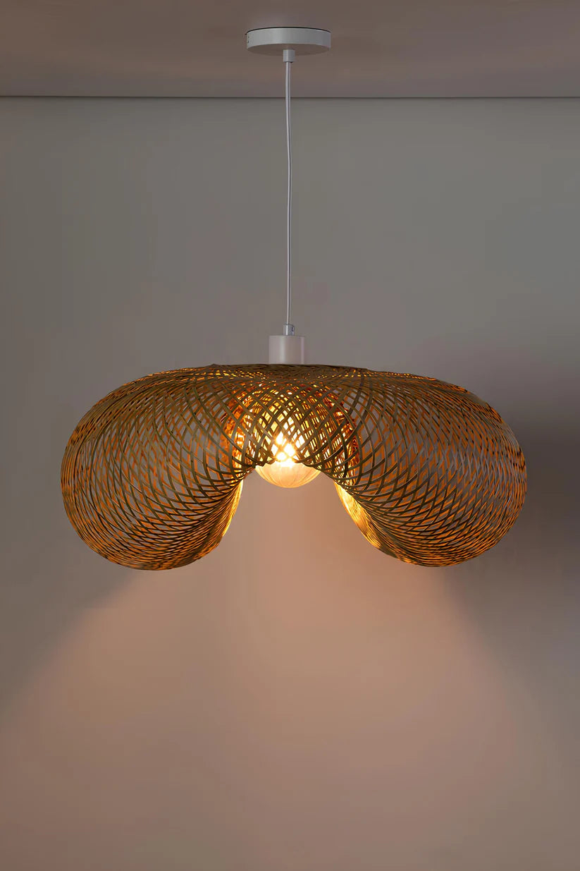 Bamboo Hanging Light for Drawing Room | Rattan Pendant Lamp - Zane