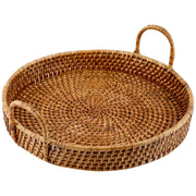 Wicker Serving Tray Round for Dining Table | Rattan Platter with Handles - Devlin