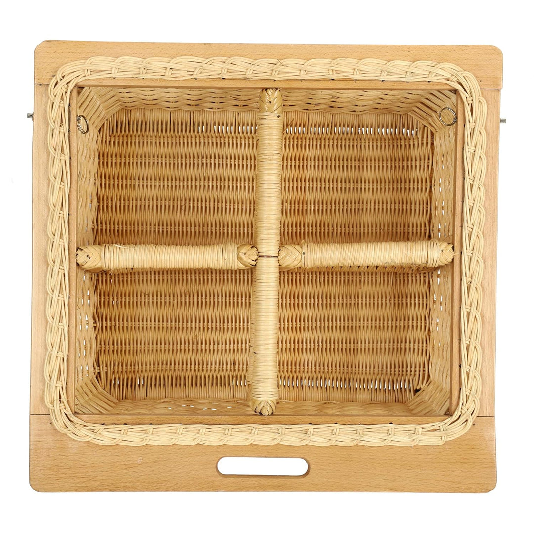 Wicker Basket for Kitchen With Double Partition | Potato Basket 22.5 x 20 x 8 - Eliana - Luxury Rattan Handicrafts  Home Improvement > Shelf Baske