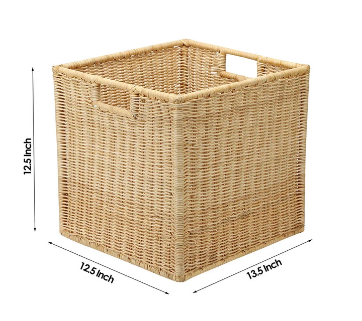 Wicker Storage Basket 12.5x13.5x12.5 Inch for Bedroom - Elara