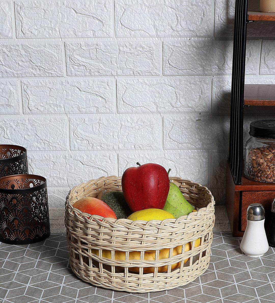 Luxury Rattan Handicrafts  Handmade Wicker Basket Bathroom Vanity Tray, Wicker Kitchen Counter top Storage Shelf Coffee Table Decorative Tray Cosm