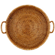 Wicker Serving Tray Round for Dining Table | Rattan Platter with Handles - Devlin
