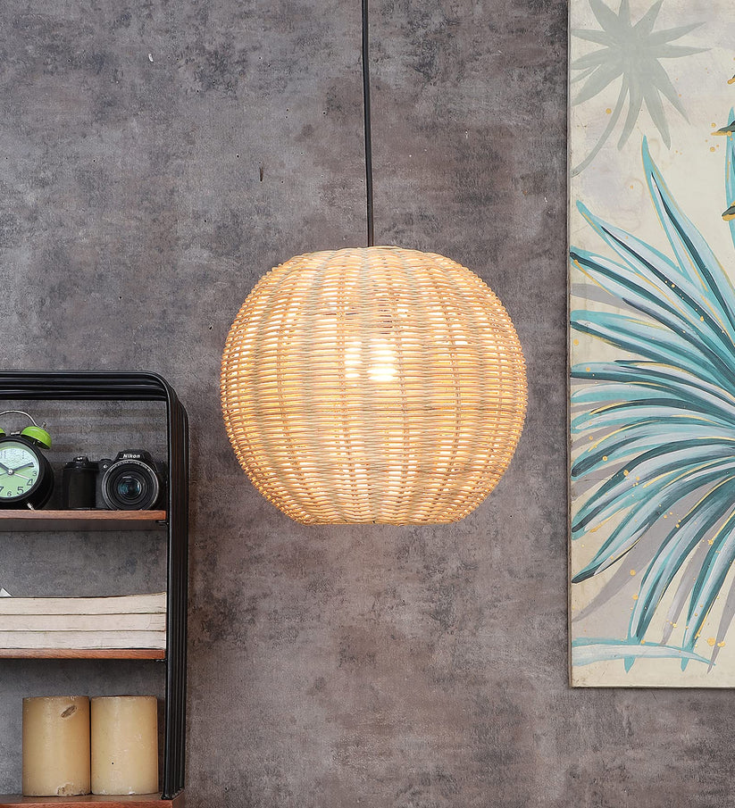 Bamboo Ceiling Light for Dining Room | Rattan Flush Mount Lamp - Avril