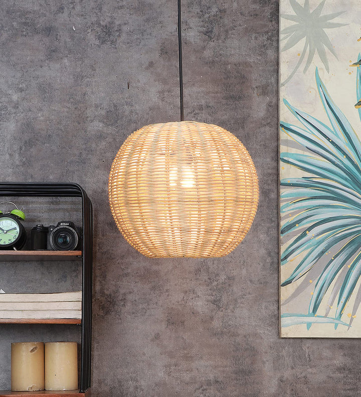 Bamboo Ceiling Light for Dining Room | Rattan Flush Mount Lamp - Avril
