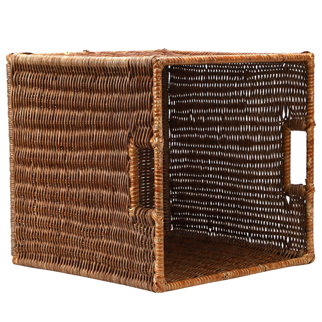 Luxury Rattan Handicrafts  Wicker wardrobe basket for storage, cloths, newspapers, photos or other memorabilia (12.5" W x 13.5" L x 12.5" H, Dark Brown (Glossy Finish)) - Luxury Rattan Handicrafts 