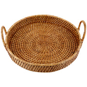 Luxury Rattan Handicrafts  Wicker Serving Tray Wooden Serving Tray for Home | Dining Table Decorative Trays | Serving Tray for Party Guests | Rectangle Platter with Handles Diwali or Deepawali Gifts (Beige) - Luxury Rattan Handicrafts 