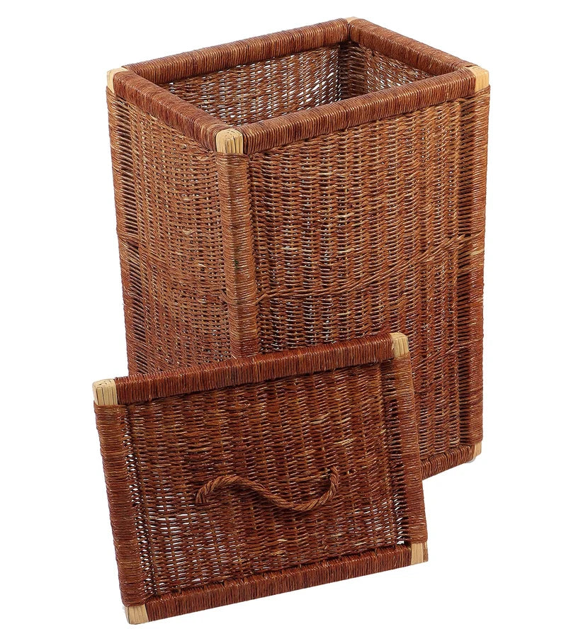 Wicker Laundry Basket with Lid for Bathroom- Xylander