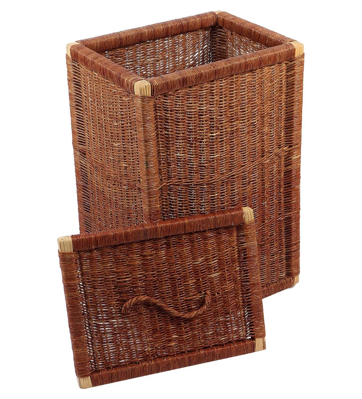 Wicker Laundry Basket with Lid for Bathroom- Xylander