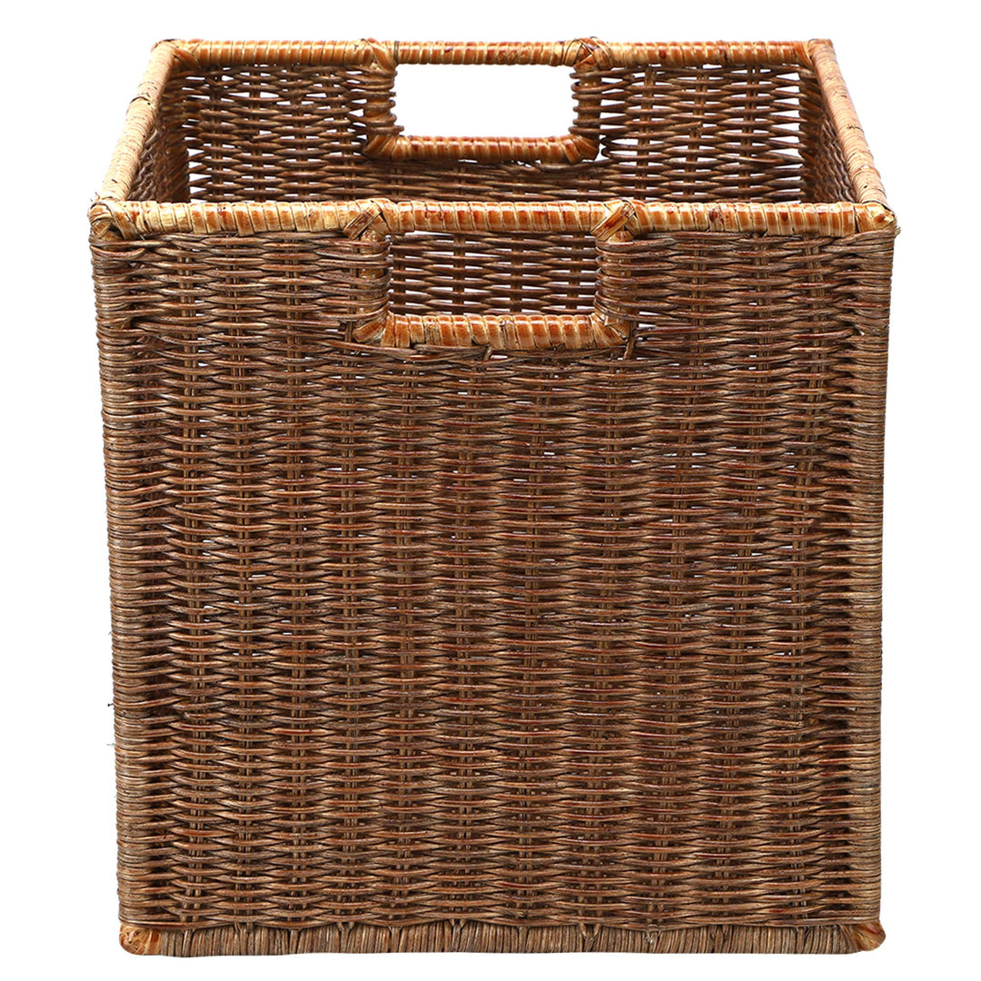 Luxury Rattan Handicrafts  Wicker wardrobe basket for storage, cloths, newspapers, photos or other memorabilia (12.5" W x 13.5" L x 12.5" H, Dark Brown (Glossy Finish)) - Luxury Rattan Handicrafts 