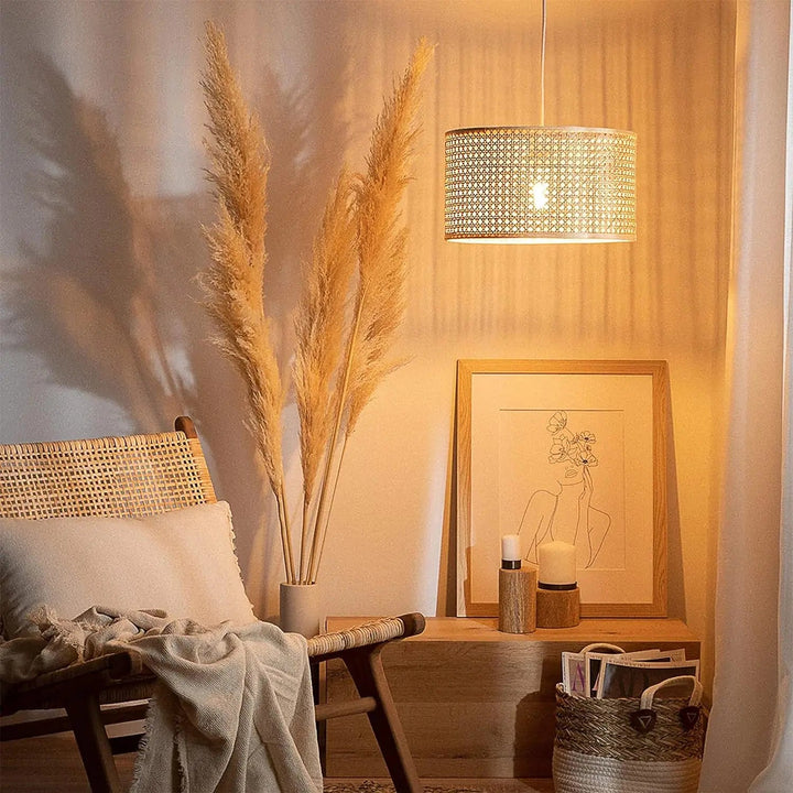 Rattan Pendant Light for Living Room 12 Inch - Aisha by Luxury Rattan Handicrafts 