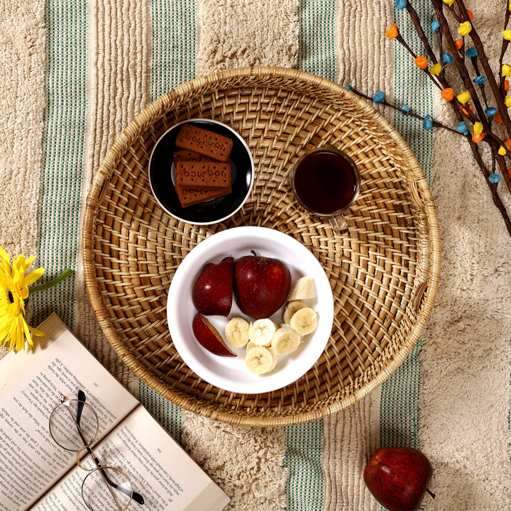 Wicker Round Tray Large for Dining Table- Yvette