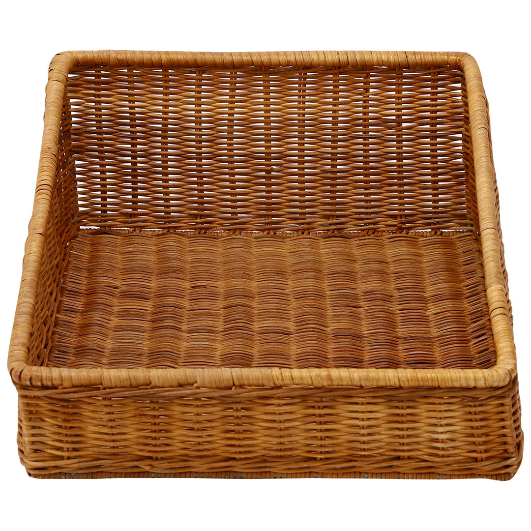 Luxury Rattan Handicrafts  Wicker Basket Organizer Basket suitable for Cloth, Storage Basket, Bin Organizer for Toiletry Towels Toys Bathroom Organizer Bread Basket Vegetable Basket (16" L x 12" W x 6" H, Brown) - Luxury Rattan Handicrafts 