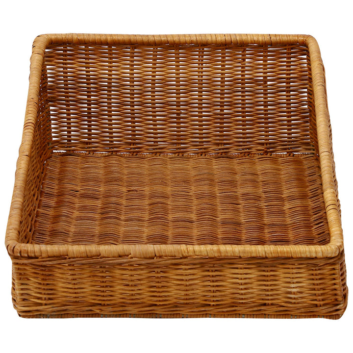 Luxury Rattan Handicrafts  Wicker Basket Organizer Basket suitable for Cloth, Storage Basket, Bin Organizer for Toiletry Towels Toys Bathroom Organizer Bread Basket Vegetable Basket (16" L x 12" W x 6" H, Brown) - Luxury Rattan Handicrafts 