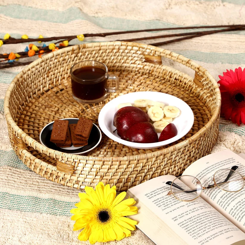 Wicker Round Tray Large for Dining Table- Yvette