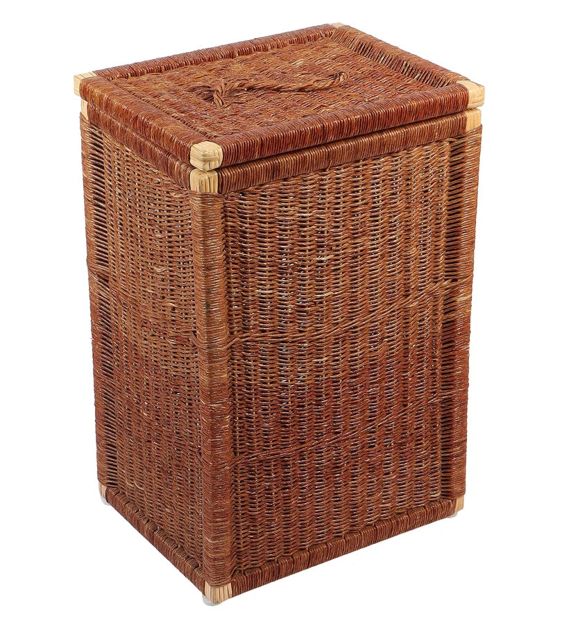 Wicker Laundry Basket with Lid for Bathroom- Xylander