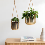 Rattan Hanging Plant Pots | Cane Hanging Flower Pots | Bamboo Hanging Planters Set of 2 - Eamonn