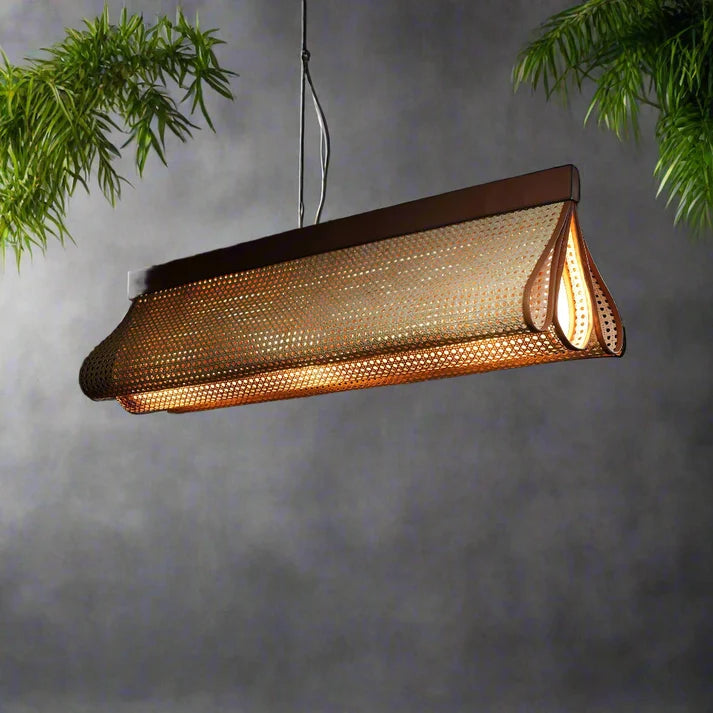 Rattan Chandelier for Bedroom | Cane Hanging Light - Devin