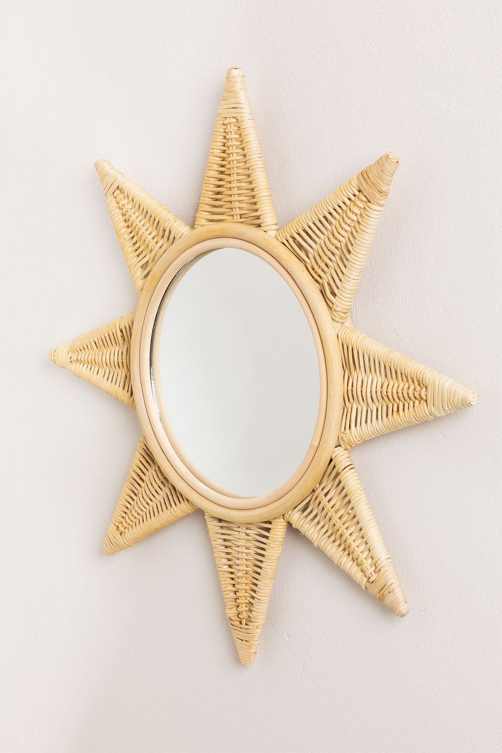 Bamboo Wall Mirror for living room | Cane Wall Mirror | Rattan Mirror - Larisa - Luxury Rattan Handicrafts 