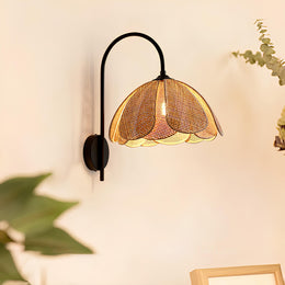 Bamboo Wall Light for Pooja Room | Rattan Wall Lamp - Silas