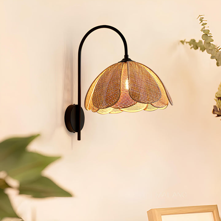 Bamboo Wall Light for Pooja Room | Rattan Wall Lamp - Silas