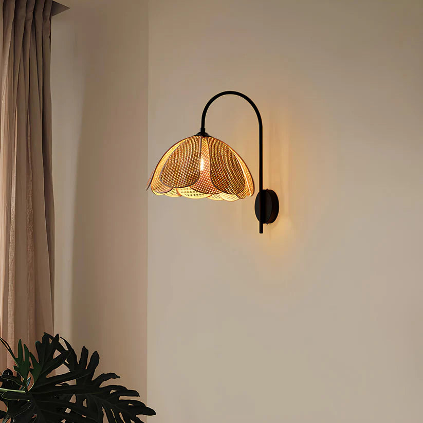 Bamboo Wall Light for Pooja Room | Rattan Wall Lamp - Silas