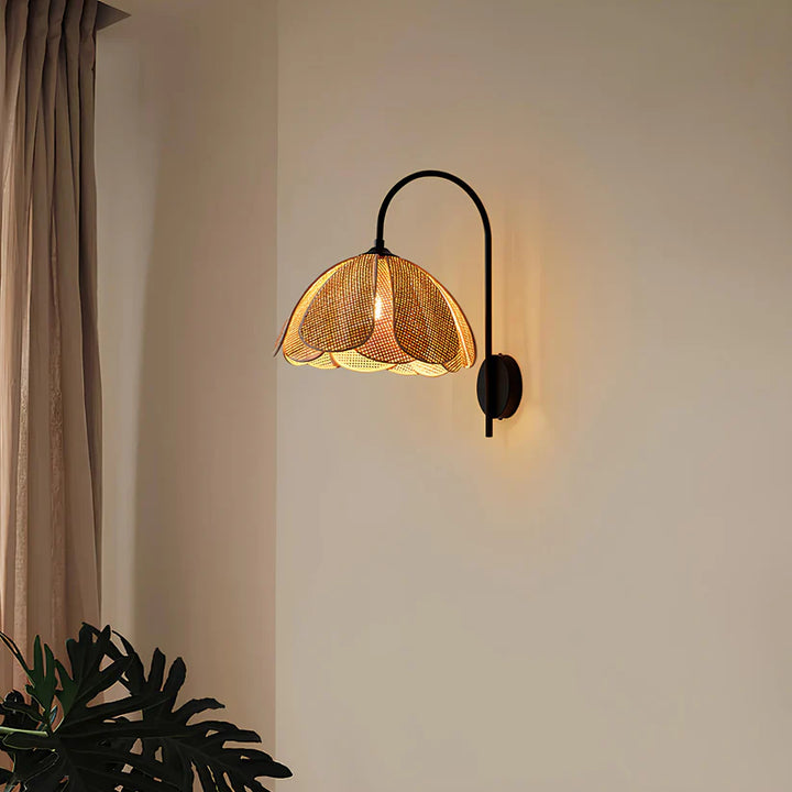 Bamboo Wall Light for Pooja Room | Rattan Wall Lamp - Silas