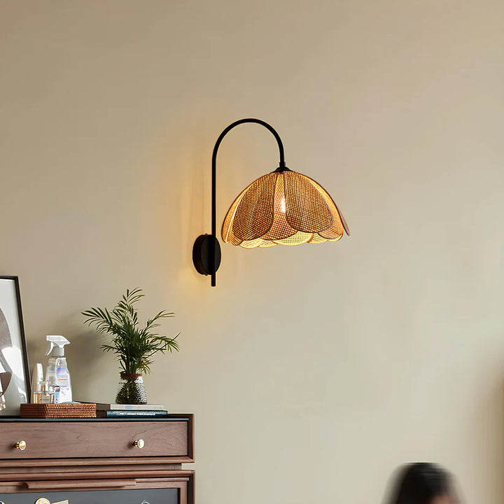 Bamboo Wall Light for Pooja Room | Rattan Wall Lamp - Silas