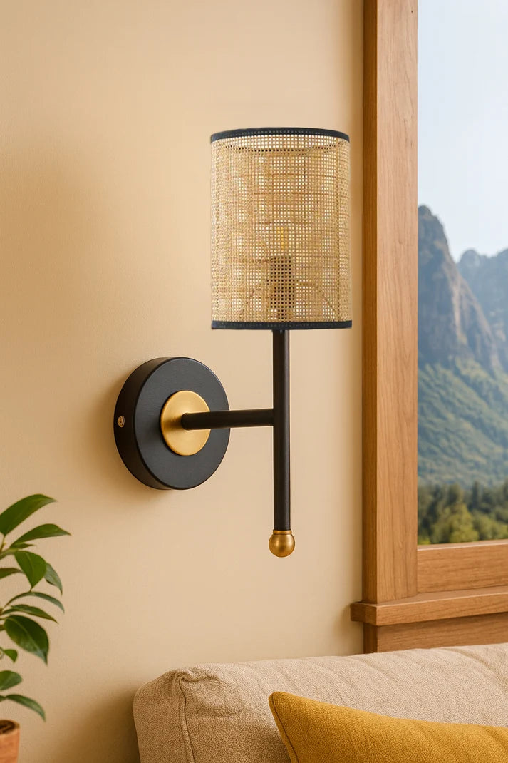 Rattan Wall Lamp for Bedroom | Cane Wall Sconce - Marlow