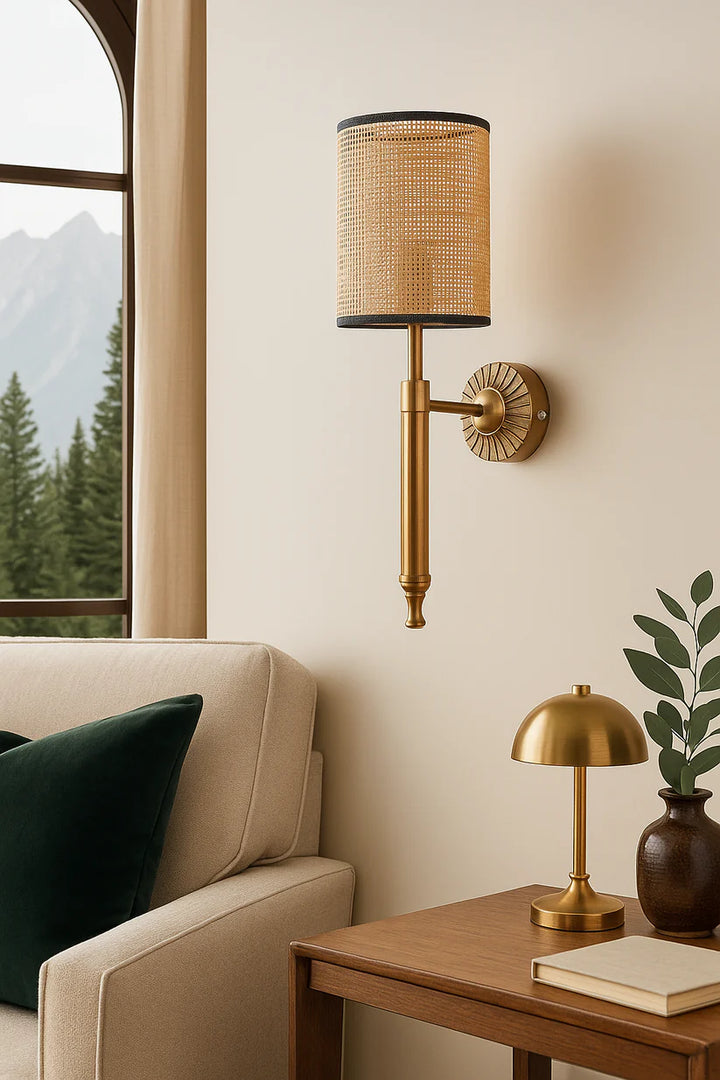 Cane Wall Sconce for Bedroom | Wicker Wall Light - Hendrix