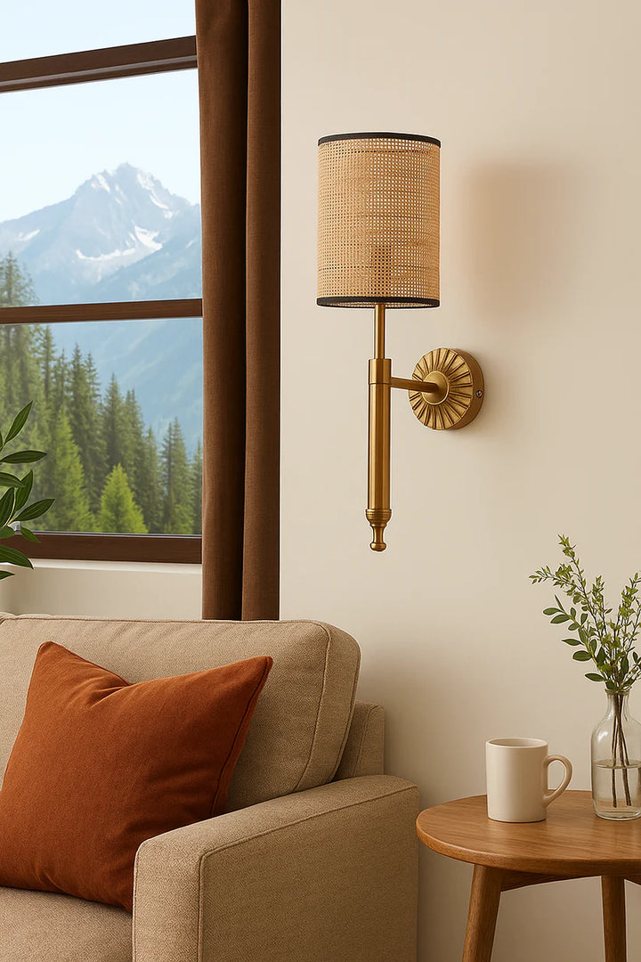 Cane Wall Sconce for Bedroom | Wicker Wall Light - Hendrix