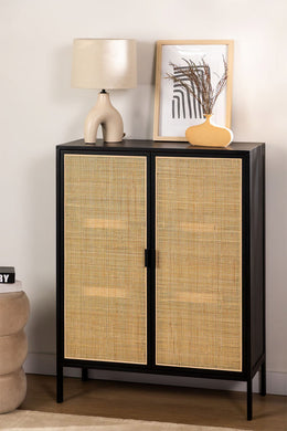 Rattan & Wooden 2 Door Sideboard - Niles